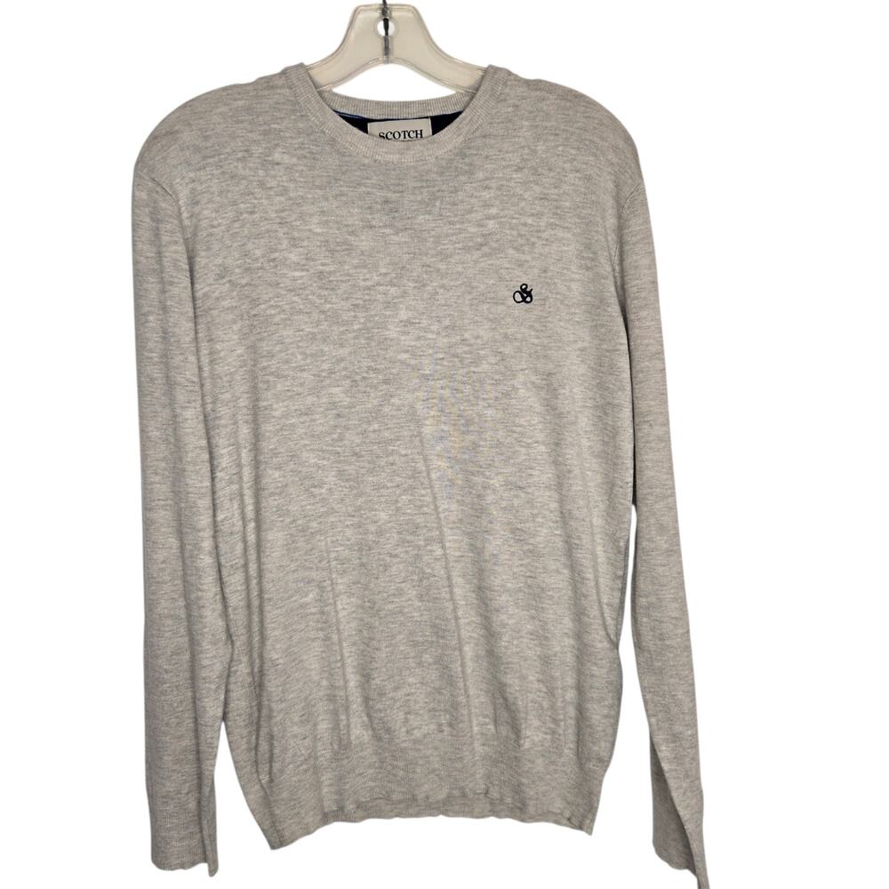 Scotch & Soda Men Lightweight Crewneck Sweater Gray Basics Office Work Small